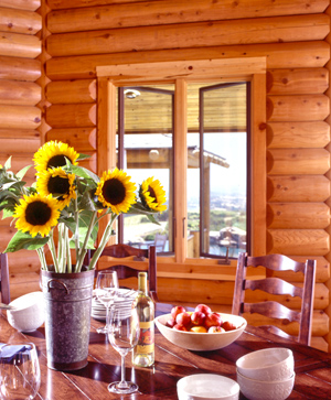 Western Cedar Log Home Dining Room