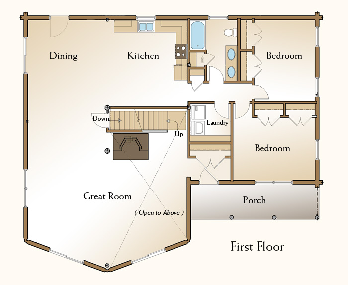 The Dawson, Log Home Floor Plans NH, Custom Log Homes | Gooch Real Log ...